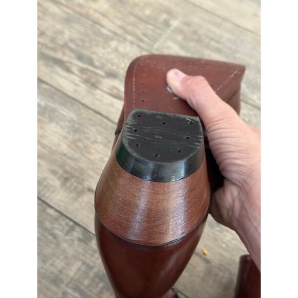 Boulet Men’s Brown Leather Round Toe Side Zip Western Boots Size 9.5 wide - Picture 5 of 8